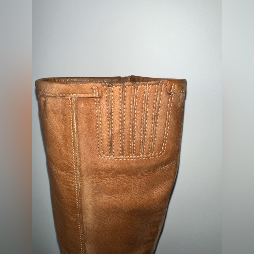 🤎 Lucky Brand LK-Hesper Tall Leather Boots Dark Camel Norway 10M - Picture 8 of 11